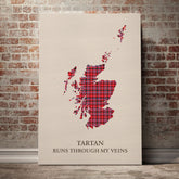 Straiton Aderbeen Tartan Scotland Map Canvas – “Tartan Runs Through My Veins” Wall Art